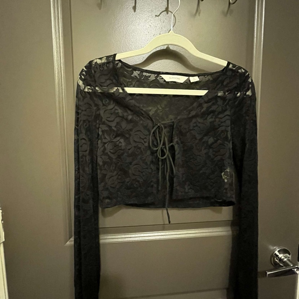 Glassons Black Lace Long Sleeve Top